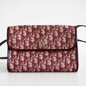 Christian Dior Vintage Trotter Canvas & Leather Oblique Crossbody Bag READ DESCR